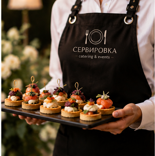 Официант с подносом закусок